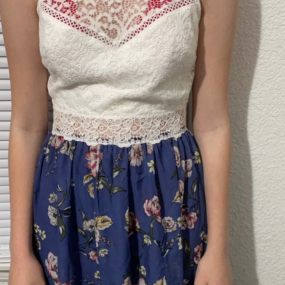 White and blue dress